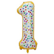 Balon folie metalizată cifra 1, model Candy multicolor, 100 cm, vedere frontală