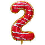 Balon din Folie Metalizata Vivimall, Figurina Cifra, Imprimeu Gogosi, Tema Aniversare 100 cm, Ambalaj Individual, Pai inclus, Umflare cu Aer sau Heliu, Multicolor, Cifra 2 - vivimall.ro
