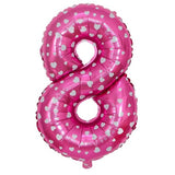 Balon din Folie Metalizata Vivimall, Figurina Cifra, Imprimeu Inimi, Tema Aniversare 80 cm, Ambalaj Individual, Pai inclus, Umflare cu Aer sau Heliu, Roz, Cifra 8 - vivimall.ro