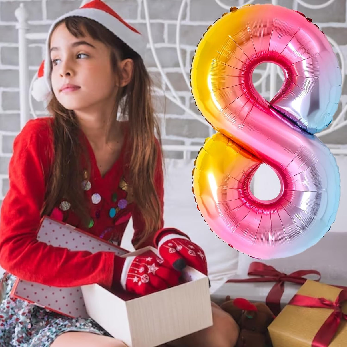 Fém fólia lufi figura, születésnapi témájú 40 cm, egyedi csomagolás, szívószállal, felfújható levegővel vagy héliummal, 8-as szám