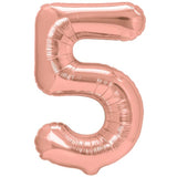 Balon din Folie Metalizata Vivimall, Figurina Cifra, Tema Aniversare 80 cm, Ambalaj Individual, Pai inclus, Umflare cu Aer sau Heliu, Rose, Cifra 5 - vivimall.ro