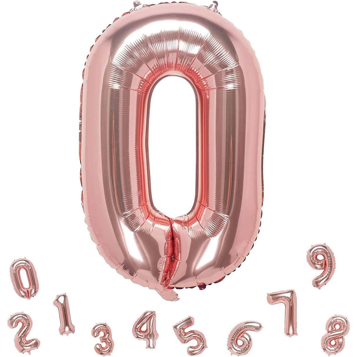 Balon Din Folie Metalizata Figurina Cifra, Tema Aniversare 80 Cm, Ambalaj Individual, Pai Inclus, Umflare Cu Aer Sau Heliu, Rose, Cifra 0 - vivimall.ro