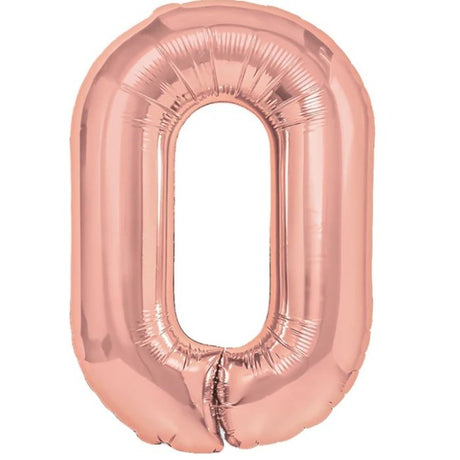 Balon din Folie Metalizata Vivimall, Figurina Cifra, Tema Aniversare 80 cm, Ambalaj Individual, Pai inclus, Umflare cu Aer sau Heliu, Rose, Cifra 0 - vivimall.ro