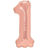 Balon din Folie Metalizata Vivimall, Figurina Cifra, Tema Aniversare 80 cm, Ambalaj Individual, Pai inclus, Umflare cu Aer sau Heliu, Rose, Cifra 1 - vivimall.ro