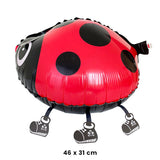 Balon din Folie Metalizata, Vivimall, Figurina Animata, Model Buburuza, 46x31 cm, Ambalaj Individual, Pai Inclus, Umflare cu Aer sau Heliu, Rosu-Negru - vivimall.ro