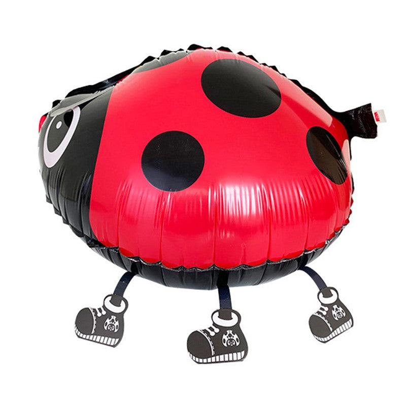 Balon din Folie Metalizata, Vivimall, Figurina Animata, Model Buburuza, 46x31 cm, Ambalaj Individual, Pai Inclus, Umflare cu Aer sau Heliu, Rosu-Negru - vivimall.ro