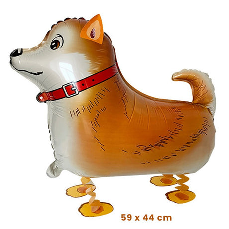 Balon din Folie Metalizata, Vivimall, Figurina Animata, Model Catel, 59x44 cm, Ambalaj Individual, Pai Inclus, Umflare cu Aer sau Heliu, Maro inchis - vivimall.ro