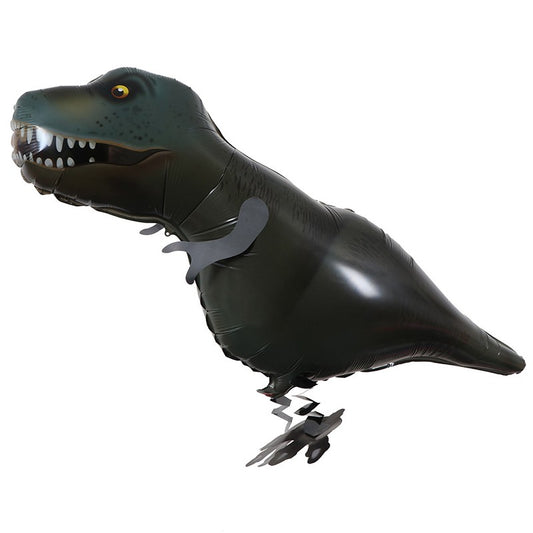 Balon din Folie Metalizata, Vivimall, Figurina Animata, Model Dinozaur, 97x48 cm, Ambalaj Individual, Pai Inclus, Umflare cu Aer sau Heliu, Negru - vivimall.ro