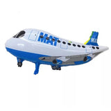 Balon din Folie Metalizata, Vivimall, Figurina Avion, Tema Aeronava, 44x82.5 cm, Ambalaj Individual, Pai Inclus, Umflare cu Aer sau Heliu, Alb - vivimall.ro