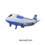 Balon din Folie Metalizata, Vivimall, Figurina Avion, Tema Aeronava, 44x82.5 cm, Ambalaj Individual, Pai Inclus, Umflare cu Aer sau Heliu, Alb - vivimall.ro