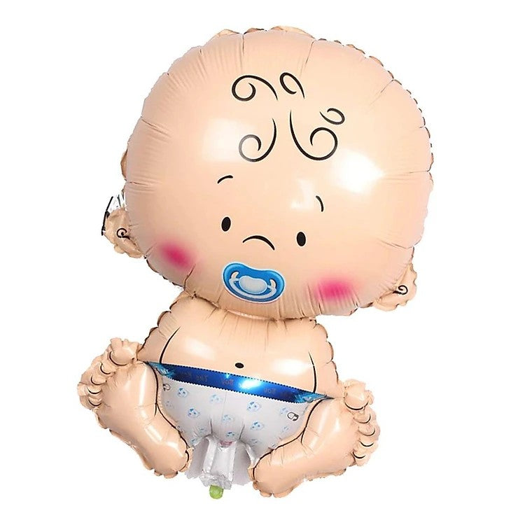 Balon din Folie Metalizata, Vivimall, Figurina Baietel, Tema Botez, 73x48 cm, Ambalaj Individual, Pai Inclus, Umflare cu Aer sau Heliu, Albastru - vivimall.ro