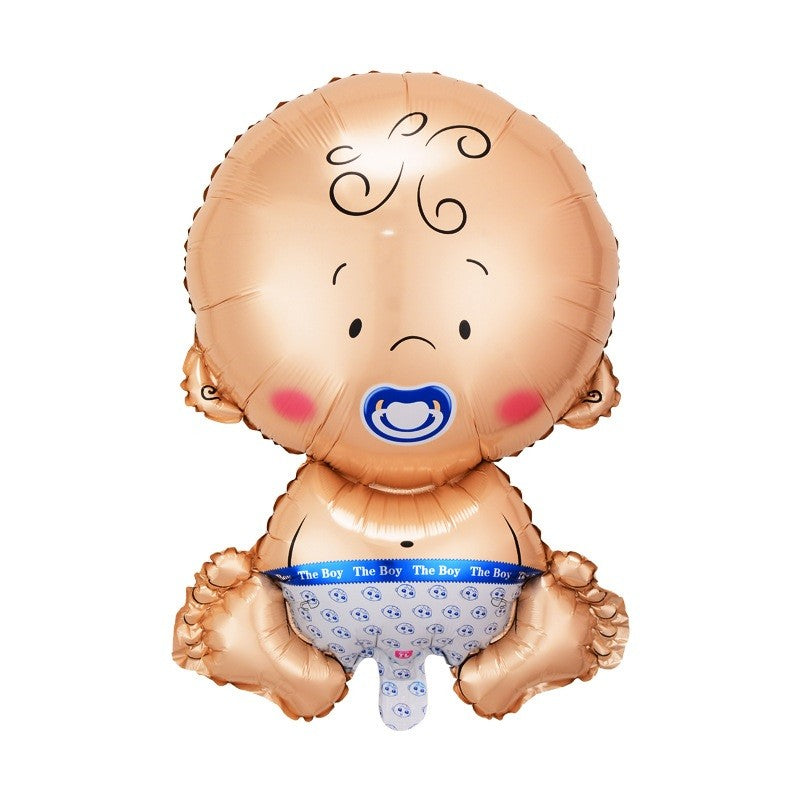 Balon din Folie Metalizata, Vivimall, Figurina Baietel, Tema Botez, 73x48 cm, Ambalaj Individual, Pai Inclus, Umflare cu Aer sau Heliu, Albastru - vivimall.ro