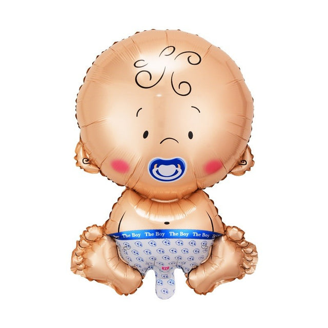 Balon din Folie Metalizata, Vivimall, Figurina Baietel, Tema Botez, 73x48 cm, Ambalaj Individual, Pai Inclus, Umflare cu Aer sau Heliu, Albastru - vivimall.ro