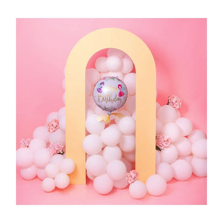 Balon din Folie Metalizata, Vivimall, Figurina Cerc, Model Happy Birthday cu Zane, Tematica Aniversare, 45 cm, Ambalaj Individual, Pai Inclus, Umflare cu Aer sau Heliu, Multicolor - vivimall.ro