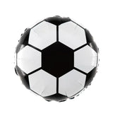 Balon din Folie Metalizata, Vivimall, Figurina Cerc, Model Minge de Fotbal, Tematica Sport, 45 cm, Ambalaj Individual, Pai Inclus, Umflare cu Aer sau Heliu, Alb-Negru - vivimall.ro