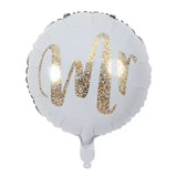 Balon din Folie Metalizata, Vivimall, Figurina Cerc, Model MR, Tematica Nunta, 45 cm, Ambalaj Individual, Pai Inclus, Umflare cu Aer sau Heliu, Alb - vivimall.ro