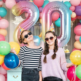 Balon din Folie Metalizata Vivimall, Figurina Cifra Gradient, Tema Aniversare 40 cm, Ambalaj Individual, Pai inclus, Umflare cu Aer sau Heliu, Multicolor, Cifra 2 - vivimall.ro