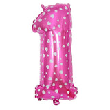 Balon din Folie Metalizata Vivimall, Figurina Cifra, Imprimeu Inimi, Tema Aniversare 80 cm, Ambalaj Individual, Pai inclus, Umflare cu Aer sau Heliu, Roz, Cifra 1 - vivimall.ro