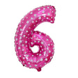 Balon din Folie Metalizata Vivimall, Figurina Cifra, Imprimeu Inimi, Tema Aniversare 80 cm, Ambalaj Individual, Pai inclus, Umflare cu Aer sau Heliu, Roz, Cifra 6 - vivimall.ro