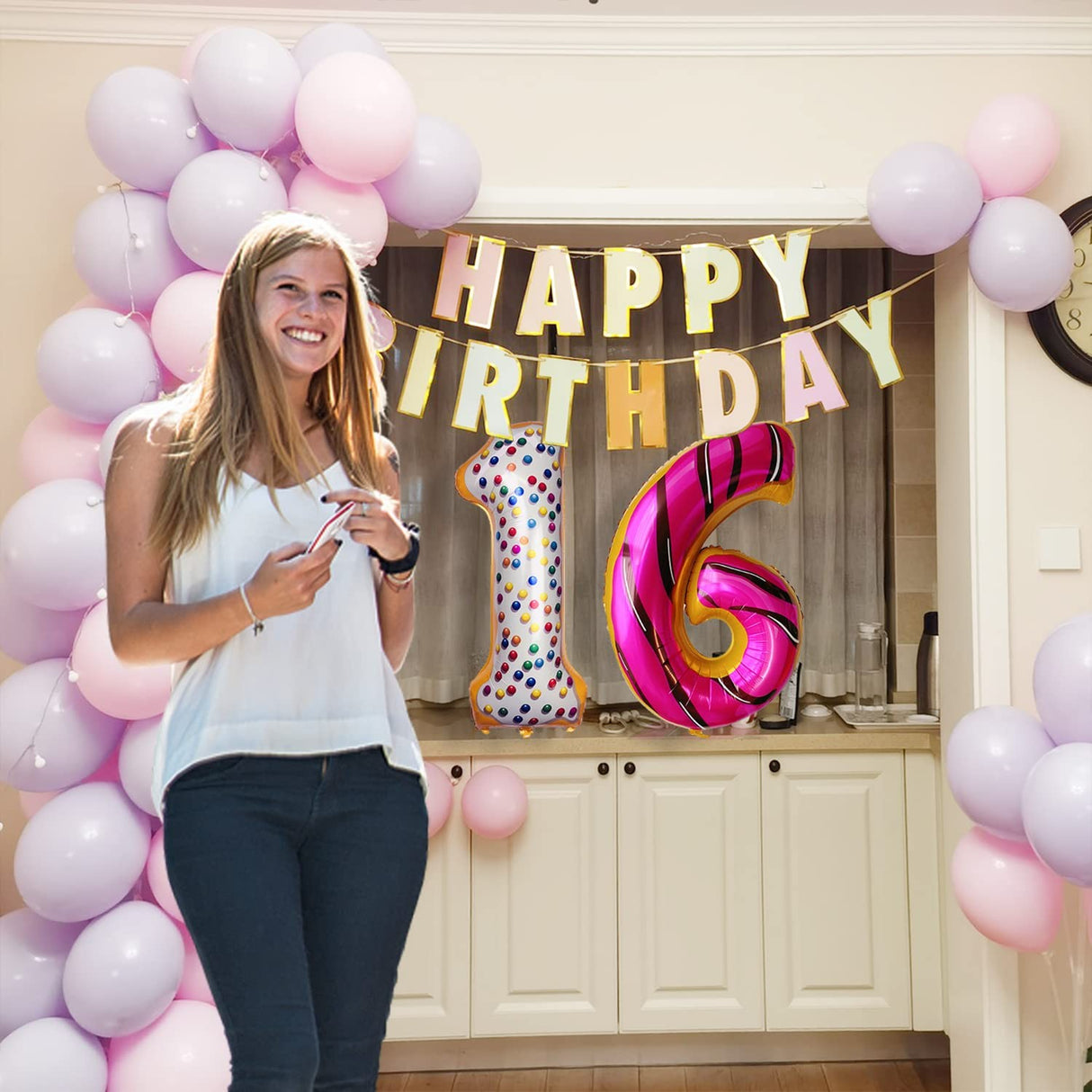 Balon din Folie Metalizata Vivimall, Figurina Cifra, Model Candy, Tema Aniversare 100 cm, Ambalaj Individual, Pai inclus, Umflare cu Aer sau Heliu, Multicolor, Cifra 1 - vivimall.ro