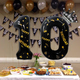 Balon din Folie Metalizata Vivimall, Figurina Cifra, Scris Happy Birthday, Tema Aniversare 100 cm, Ambalaj Individual, Pai inclus, Umflare cu Aer sau Heliu, Negru, Cifra 0 - vivimall.ro