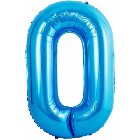Balon din Folie Metalizata Vivimall, Figurina Cifra si Coroana, Tema Aniversare 100 cm, Ambalaj Individual, Pai inclus, Umflare cu Aer sau Heliu, Albastru, Cifra 0 - vivimall.ro