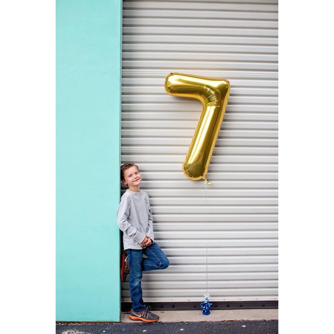 Balon Din Folie Metalizata, Figurina Cifra, Tema Aniversare 100 Cm, Ambalaj Individual, Pai Inclus, Umflare Cu Aer Sau Heliu, Cifra 7 - vivimall.ro