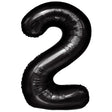 Balon din Folie Metalizata, Vivimall, Figurina Cifra, Tema Aniversare 100 cm, Ambalaj Individual, Pai inclus, Umflare cu Aer sau Heliu, Negru, Cifra 2 - vivimall.ro