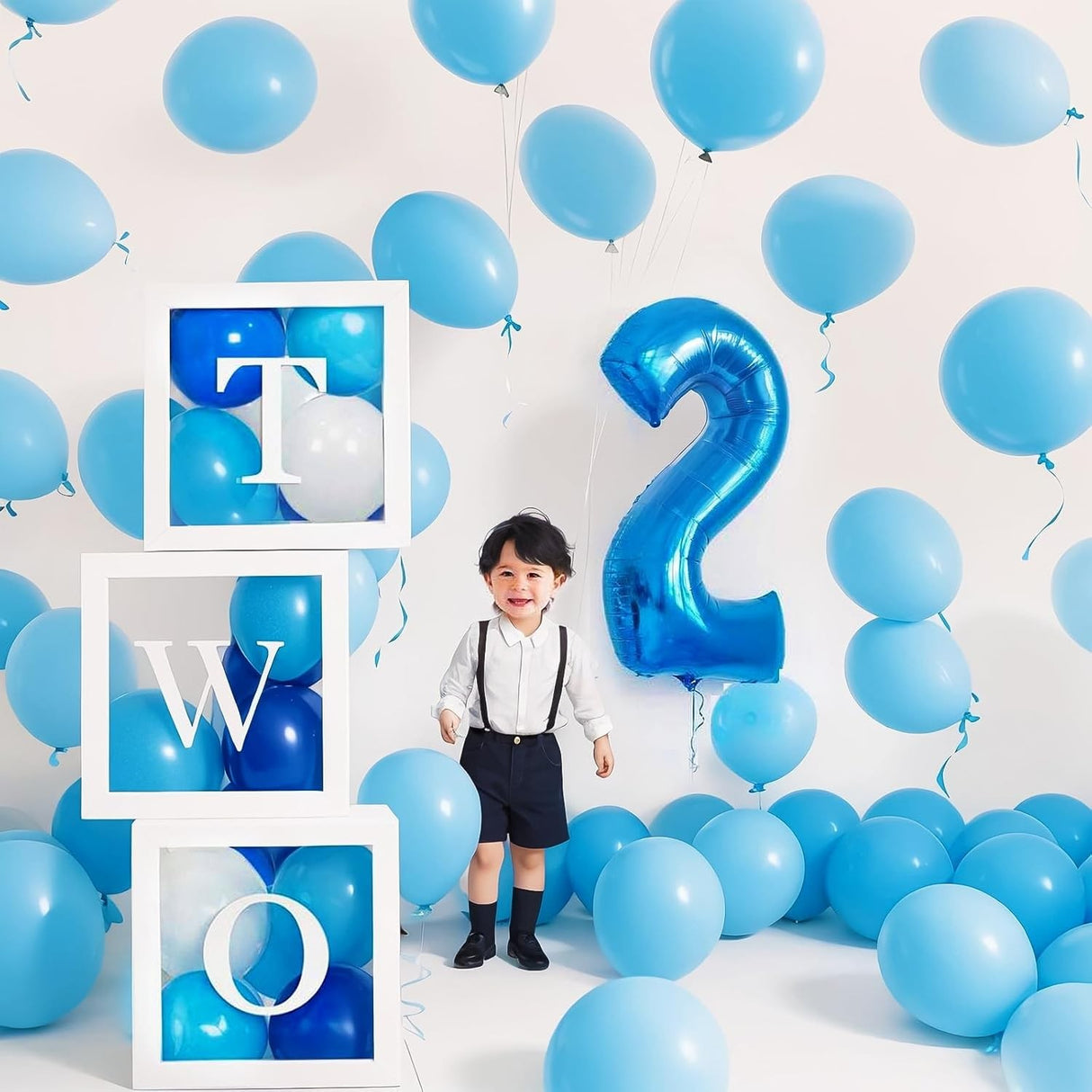 Fólia lufi, Számfigura, Születésnapi Motívum 40 cm, Egyedi csomagolás, Szalma mellékelve, Fújható levegővel vagy héliummal, 2-es szám