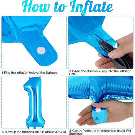 Balon din Folie Metalizata Vivimall, Figurina Cifra, Tema Aniversare 40 cm, Ambalaj Individual, Pai inclus, Umflare cu Aer sau Heliu, Albastru, Cifra 1 - vivimall.ro