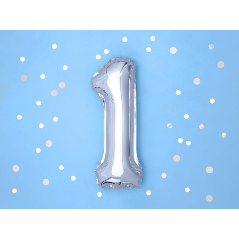 Balon Din Folie Metalizata, Figurina Cifra, Tema Aniversare 40 Cm, Ambalaj Individual, Pai Inclus, Umflare Cu Aer Sau Heliu, Cifra 1 - vivimall.ro