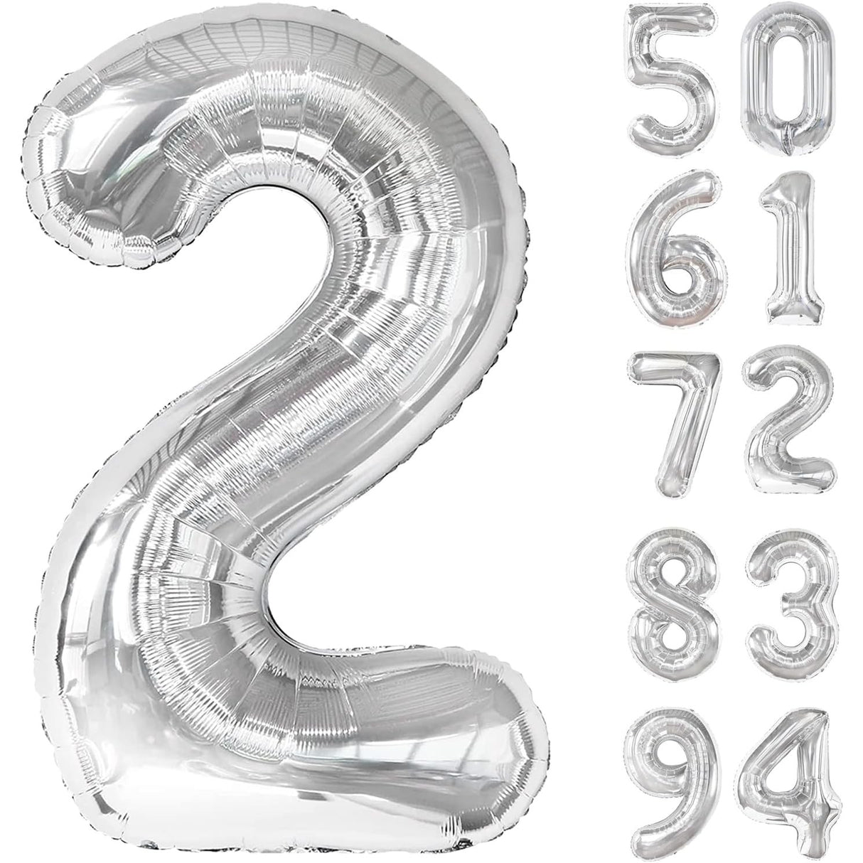 Balon Din Folie Metalizata, Figurina Cifra, Tema Aniversare 40 Cm, Ambalaj Individual, Pai Inclus, Umflare Cu Aer Sau Heliu, Cifra 2 - vivimall.ro
