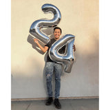 Balon Din Folie Metalizata, Figurina Cifra, Tema Aniversare 40 Cm, Ambalaj Individual, Pai Inclus, Umflare Cu Aer Sau Heliu, Cifra 4 - vivimall.ro