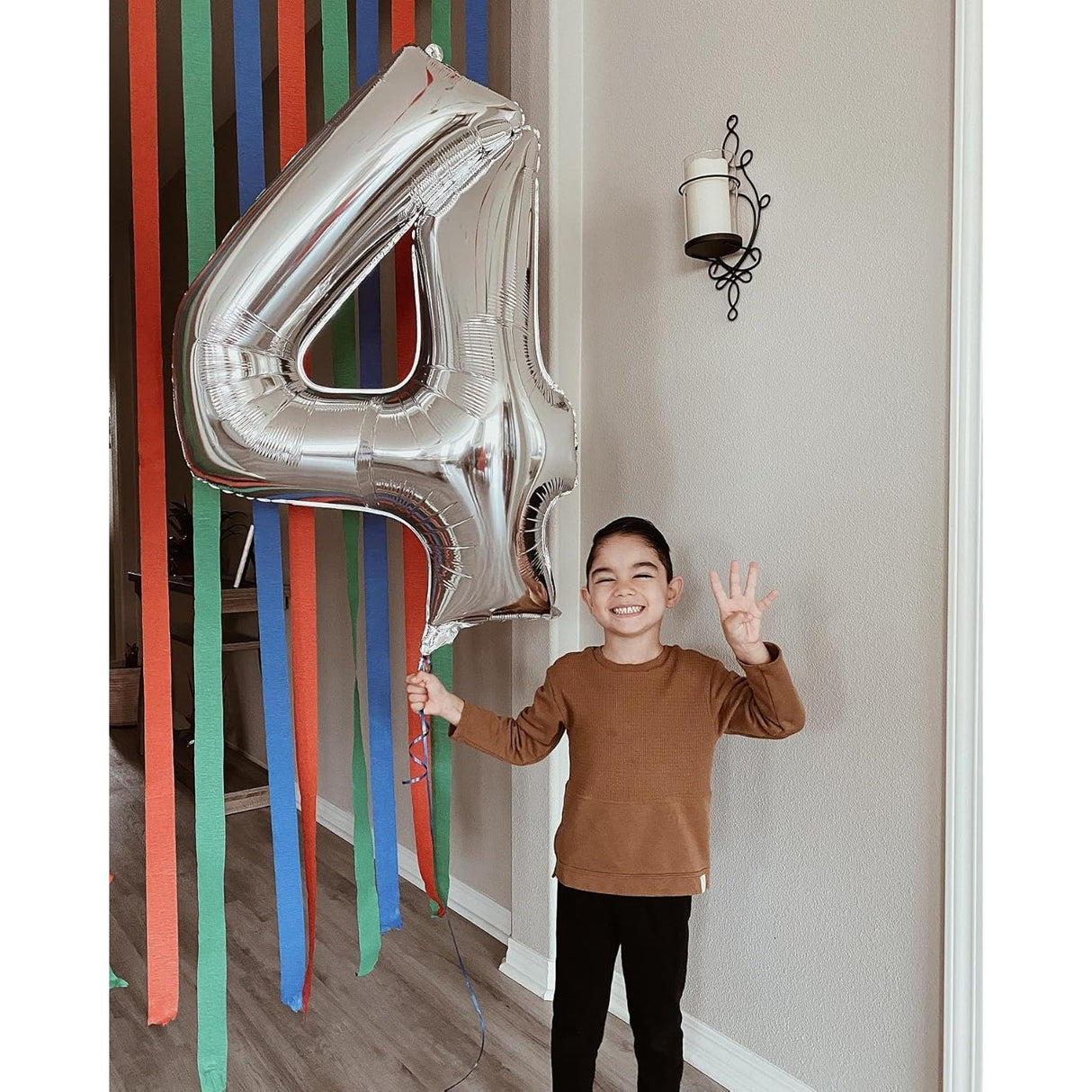 Balon Din Folie Metalizata, Figurina Cifra, Tema Aniversare 40 Cm, Ambalaj Individual, Pai Inclus, Umflare Cu Aer Sau Heliu, Cifra 4 - vivimall.ro