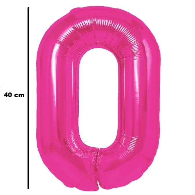 Fém fólia lufi, Számfigura, Születésnapi Motívum 40 cm, Egyedi csomagolás, Szalma mellékelve, Fújható levegővel vagy héliummal, 0-ás szám