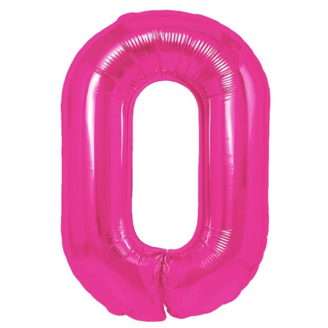 Fém fólia lufi, Számfigura, Születésnapi Motívum 40 cm, Egyedi csomagolás, Szalma mellékelve, Fújható levegővel vagy héliummal, 0-ás szám