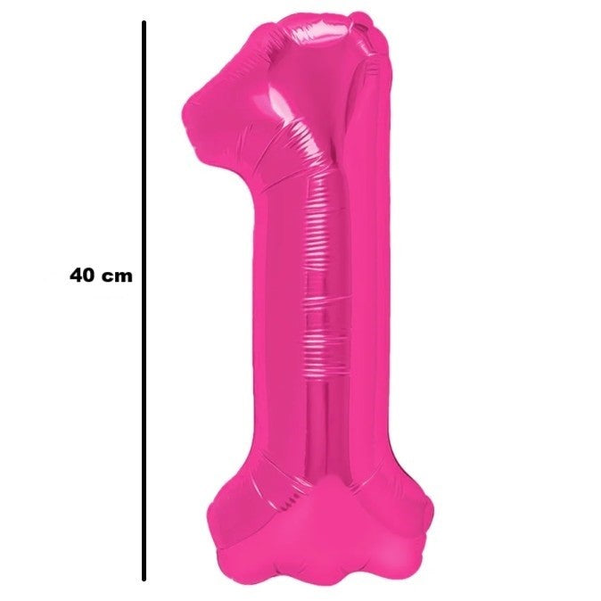 Fém fólia lufi, Számfigura, Születésnapi Motívum 40 cm, Egyedi csomagolás, Szalma mellékelve, Fújható levegővel vagy héliummal, 1-es szám