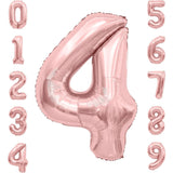 Balon din Folie Metalizata Vivimall, Figurina Cifra, Tema Aniversare 40 cm, Ambalaj Individual, Pai inclus, Umflare cu Aer sau Heliu, Rose Gold, Cifra 4 - vivimall.ro