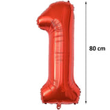 Fólia lufi, Számfigura, Születésnapi Motívum 80 cm, Egyedi Csomagolás, Szalma mellékelve, Fújható Levegővel Vagy Héliummal, 1-es Szám