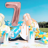 Balon din Folie Metalizata Vivimall, Figurina Cifra, Tema Aniversare 80 cm, Ambalaj Individual, Pai inclus, Umflare cu Aer sau Heliu, Rose, Cifra 7 - vivimall.ro