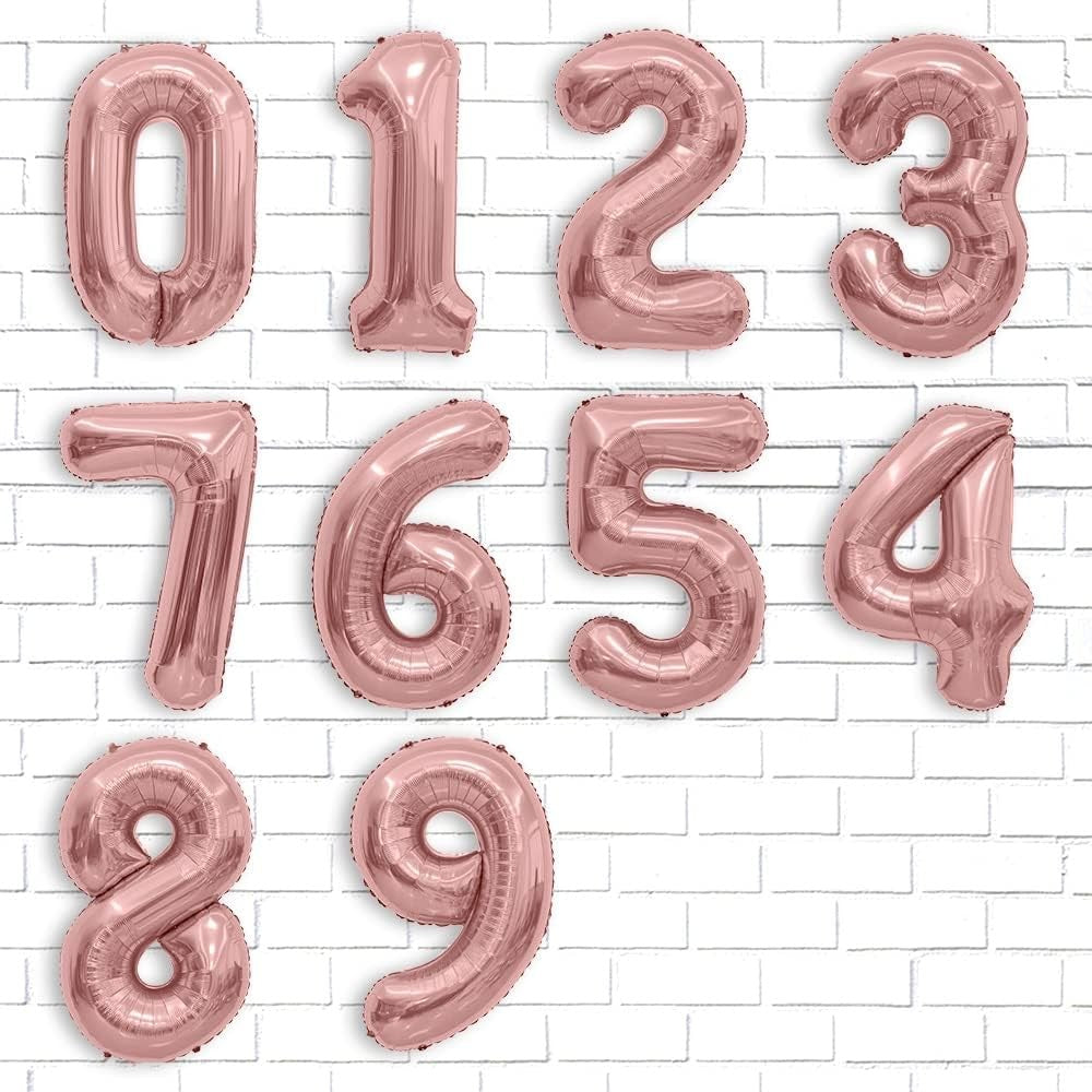 Balon Din Folie Metalizata Figurina Cifra, Tema Aniversare 80 Cm, Ambalaj Individual, Pai Inclus, Umflare Cu Aer Sau Heliu, Rose, Cifra 7 - vivimall.ro