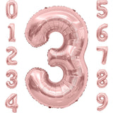 Balon din Folie Metalizata Vivimall, Figurina Cifra, Tema Aniversare 80 cm, Ambalaj Individual, Pai inclus, Umflare cu Aer sau Heliu, Rose Gold, Cifra 3 - vivimall.ro