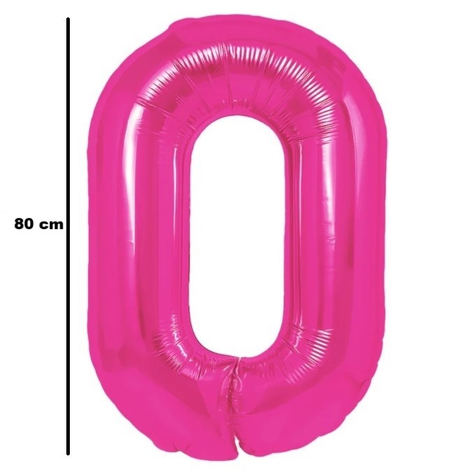 Fém fólia lufi, Számfigura, Születésnapi Motívum 80 cm, Egyedi csomagolás, Szalma mellékelve, Fújható levegővel vagy héliummal, 0-ás szám