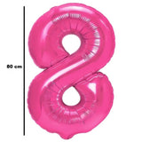 Fém fólia lufi, Számfigura, Születésnapi Motívum 80 cm, Egyedi csomagolás, Szalma mellékelve, Fújható levegővel vagy héliummal, 8-as szám