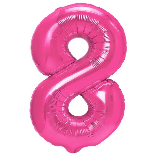 Fém fólia lufi, Számfigura, Születésnapi Motívum 80 cm, Egyedi csomagolás, Szalma mellékelve, Fújható levegővel vagy héliummal, 8-as szám