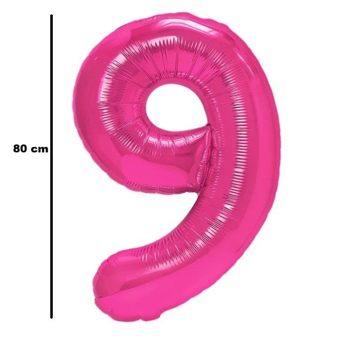 Fólia lufi, Számfigura, Születésnapi Motívum 80 cm, Egyedi csomagolás, Szalma mellékelve, Fújható levegővel vagy héliummal, 9-es Szám