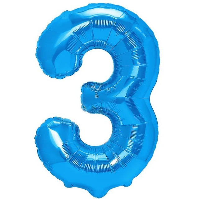Balon din Folie Metalizata, Vivimall, Figurina Cifra, Tema Aniversare 80 cm, Ambalaj Individual, Pai inclus, Umflare cu Aer sau Heliu, Albastru, Cifra 3 - vivimall.ro