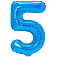 Balon din Folie Metalizata, Vivimall, Figurina Cifra, Tema Aniversare 80 cm, Ambalaj Individual, Pai inclus, Umflare cu Aer sau Heliu, Albastru, Cifra 5 - vivimall.ro