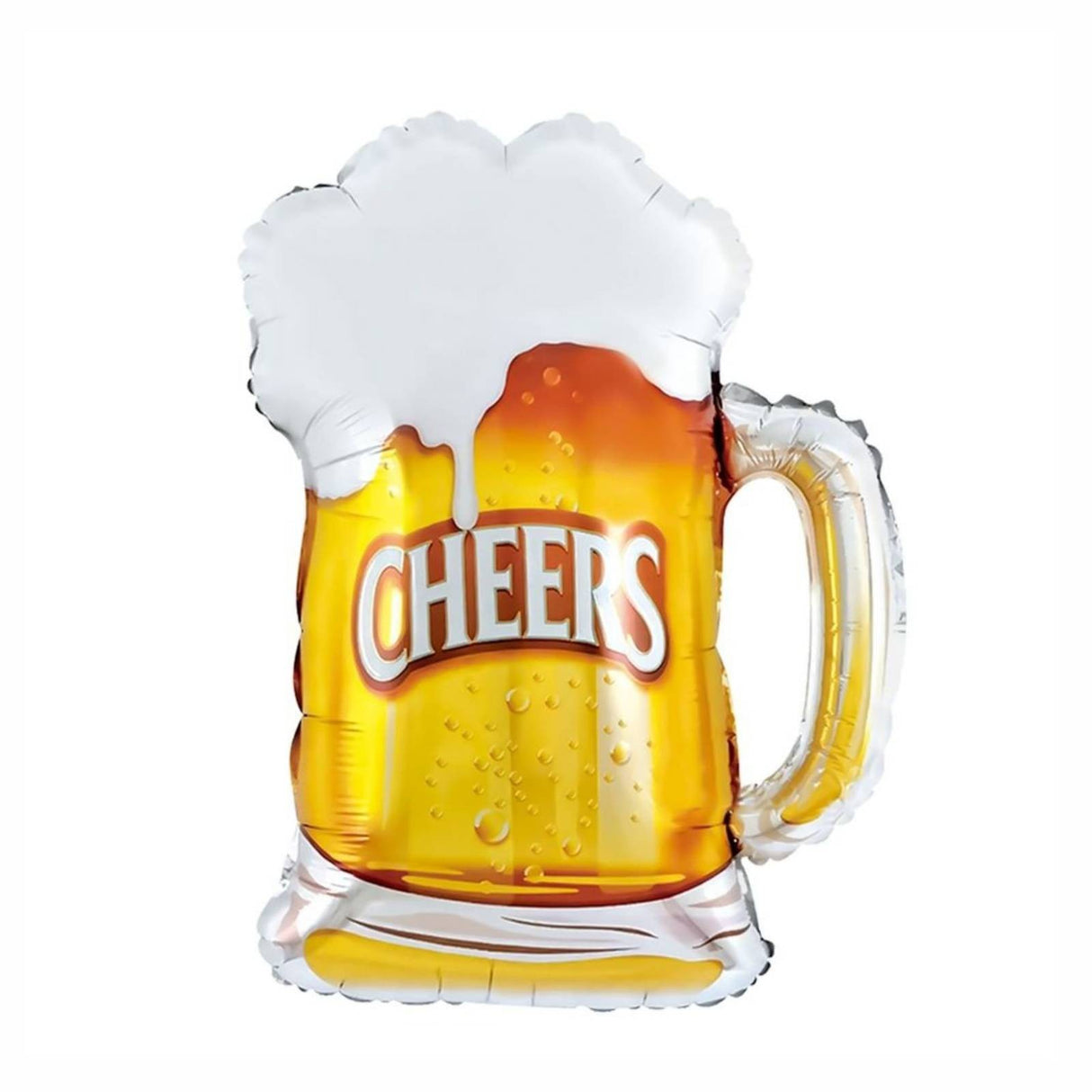 Balon din Folie Metalizata, Vivimall, Figurina Halba de Bere, Model Cheers, Tematica Petrecere, 58x73 cm, Ambalaj Individual, Pai Inclus, Umflare cu Aer sau Heliu, Galben - vivimall.ro