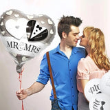 Balon din Folie Metalizata, Vivimall, Figurina Inima, Model Mr&Mrs, Tema Nunta, 45 cm, Ambalaj Individual, Pai Inclus, Umflare cu Aer sau Heliu, Gri - vivimall.ro